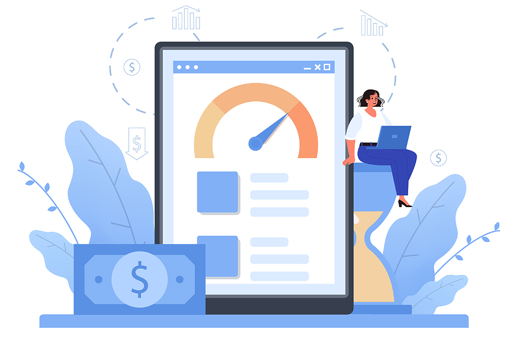 Cost optimization online service or platform. Spending and cost reduction, while maximizing business value. Online optimization. Isolated flat illustration vector